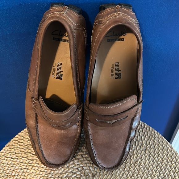 Men’s Clarks Mens Ashmont Race Tan Brown Leather Loafers Moccasin Driving Shoes - Picture 2 of 7